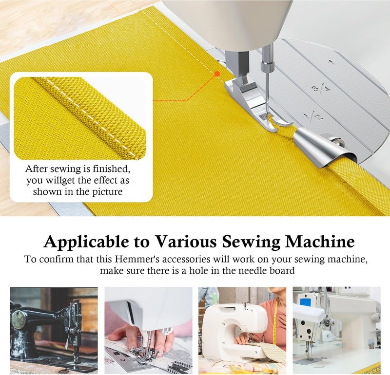 TIGARI Sewing Rolled Hemmer Foot, 8 Sizes Rolled Hem Presser Foot, Wide Rolled Hem Pressure Foot Sewing Machine Feet Hemming Machine Hand Sewing Machine Sewing Accessories - Image 4